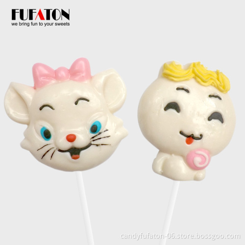 Hot sell handmade cartoon shaped lollipop candy for kids